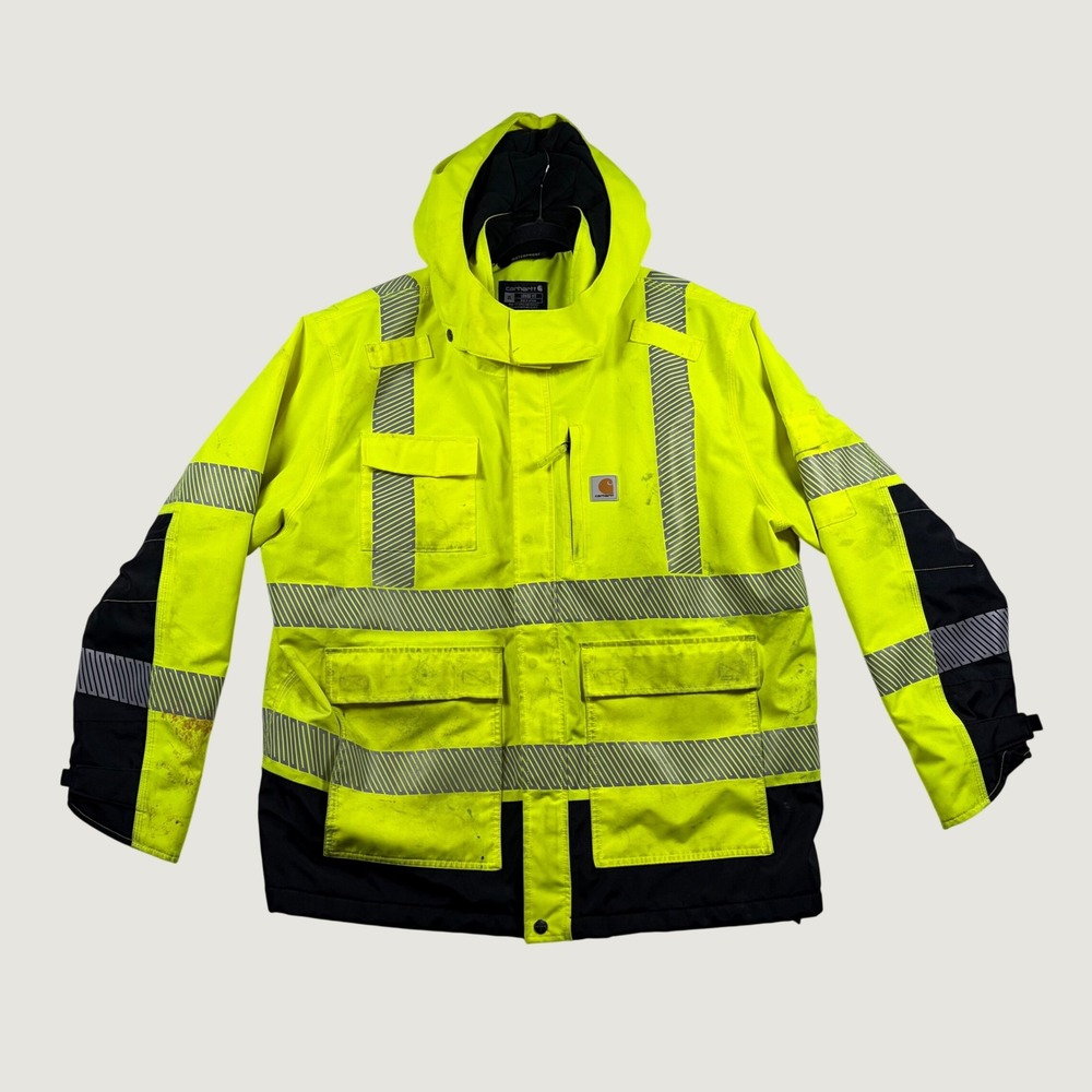 Carhartt Jacket Men Hi-Vis Waterproof Reflective OJ6694-M XL Yellow Construction